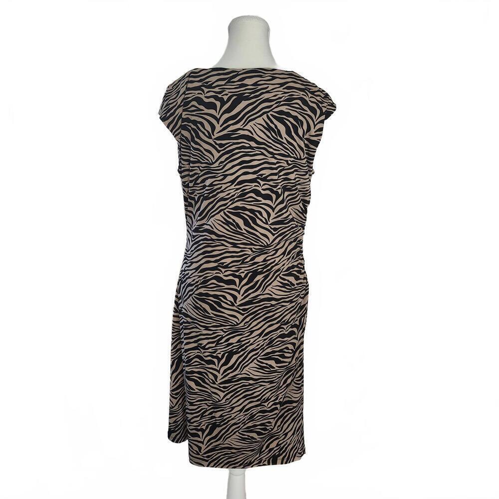Ronni Nicole Women's Size 14 Zebra Print Casual Dress Black Beige - Picture 3 of 11